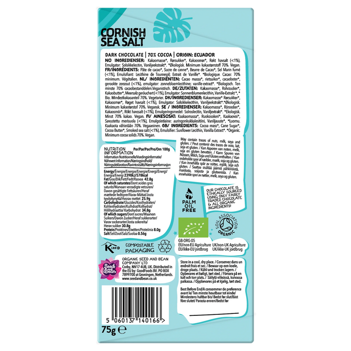 Seed & Bean Cornish Sea Salt Dark Chocolate Bar
