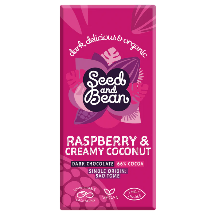 Seed & Bean Coconut & Raspberry Dark Chocolate Bar