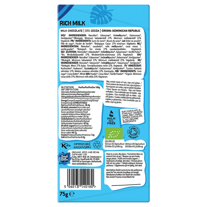 Seed & Bean Rich Milk Chocolate Bar