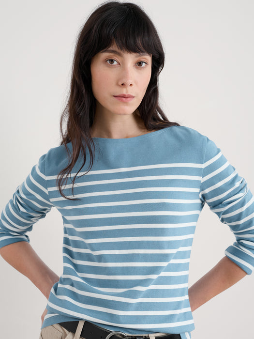 Seasalt Women's Sailor Shirt In Breton Horizon Chalk