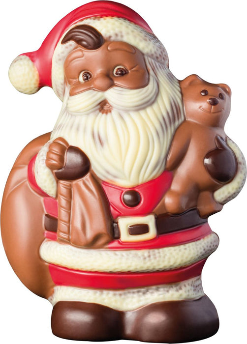 Decorated Large Milk Chocolate Santa With Teddy (17cm)