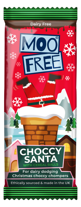 Moo Free Milk Chocolate Santa Bar with Cereal Balls
