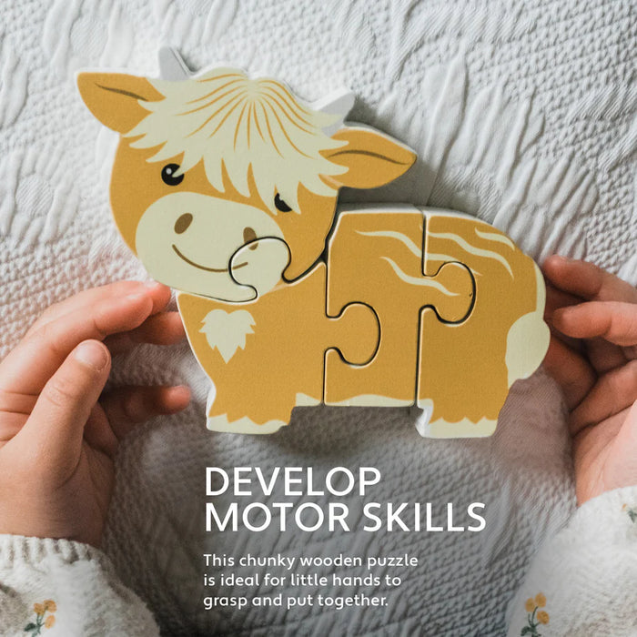 Orange Tree Highland Cow Wooden Puzzle