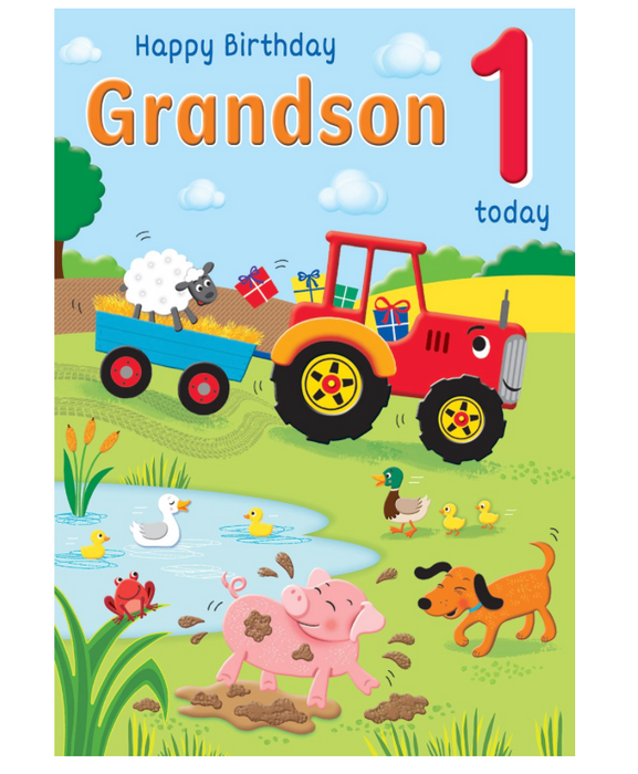 Regal Happy Planet Grandson 1st Birthday Card