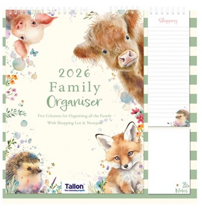 Tallon 2026 Organiser Calendar Family Planner Animals
