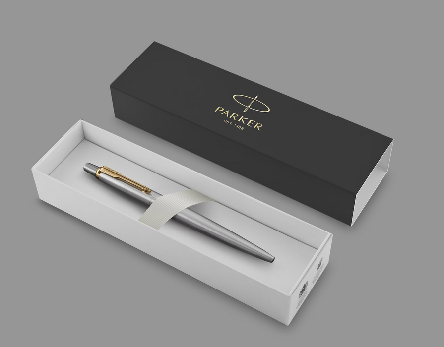 Parker Pens Blue Ink, Stainless Steel & Gold Trim Jotter Ballpoint Pen