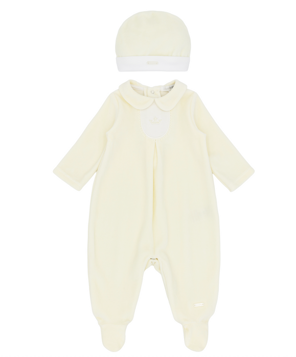 Blue Baby Lemon Velour All in One With Hat