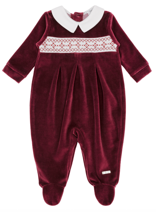 Blue Baby Boys Bordeaux Smocked All in One
