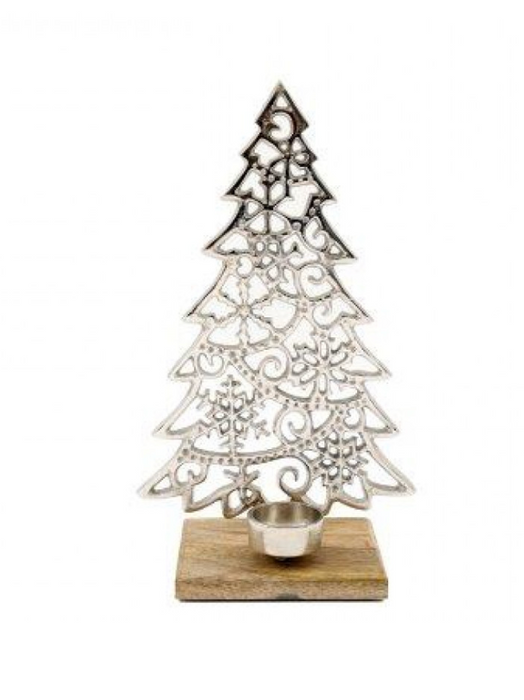 Sifcon Silver Tree Deco Candle Holder