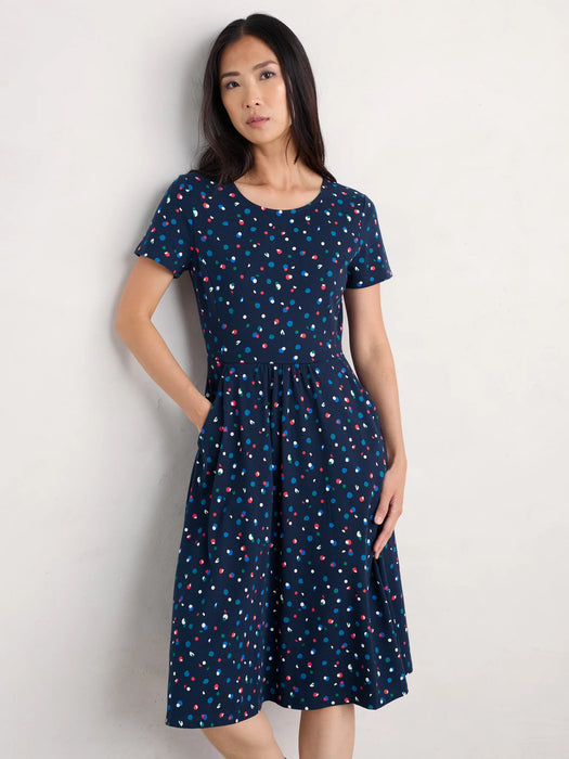 Seasalt Women's April Short Sleeve Dress In Abstract Spot Mix