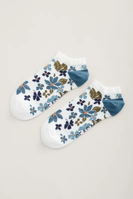 Seasalt Women's Arty Organic Cotton Trainer Socks - Anemone Vintage Reflection