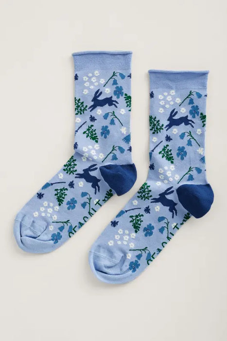 Seasalt Women's Arty Organic Cotton Socks - Valley Dusty Blue