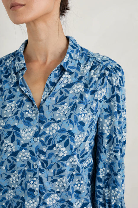 Seasalt Women's Embrace 3/4 Sleeve Jersey Shirt - Flower Meadow Blue Fog