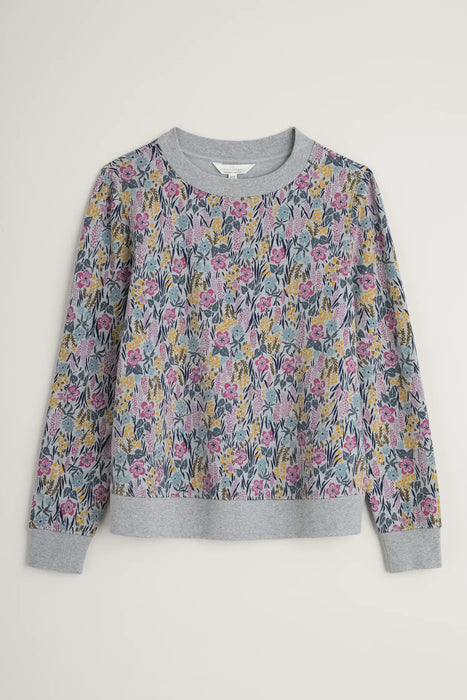 Seasalt Women's  Bright Wave Printed Organic Cotton Sweatshirt - Floral Moor Melange