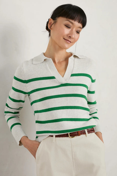 Seasalt Women's Barbizan Long Sleeve Collared Jumper In Veneer Ecru Island