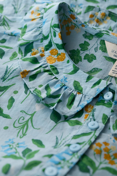 Seasalt Women's Last Leaf Printed Organic Cotton Top - Fresh Blooms Blue Fog
