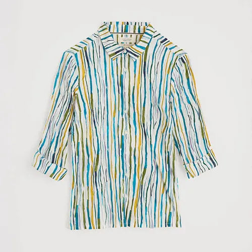 Seasalt Women's Larissa Organic Cotton Shirt In Painterly Stripe Chalk