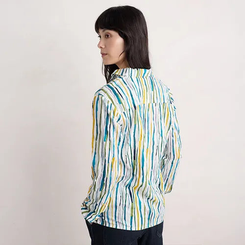 Seasalt Women's Larissa Organic Cotton Shirt In Painterly Stripe Chalk