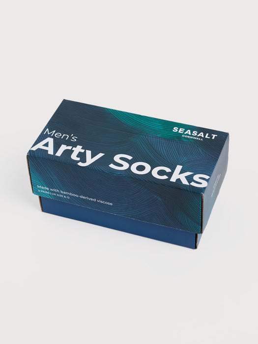 Seasalt Men's Arty Socks In Upwelling Mix Gift Box of 4