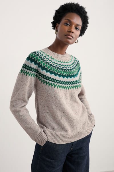 Seasalt Women's Gurnard's Head Jumper Lambswool In Windward Aran Multi