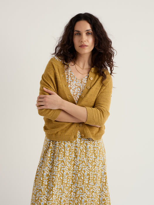 Seasalt Women's Pentire Steps Linen & Organic Cotton Cardigan In Tansy
