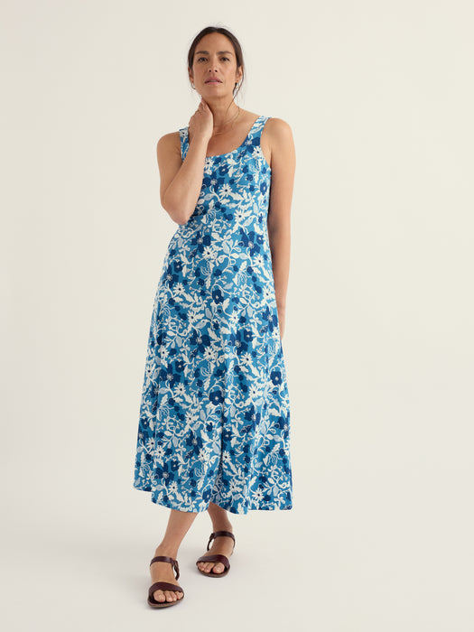 Seasalt Women's Sun Gleam Jersey Midi Dress In Winding Meadow Sailboats