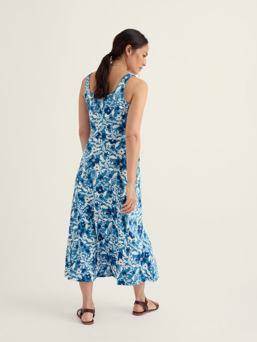 Seasalt Women's Sun Gleam Jersey Midi Dress In Winding Meadow Sailboats