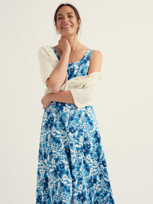 Seasalt Women's Sun Gleam Jersey Midi Dress In Winding Meadow Sailboats
