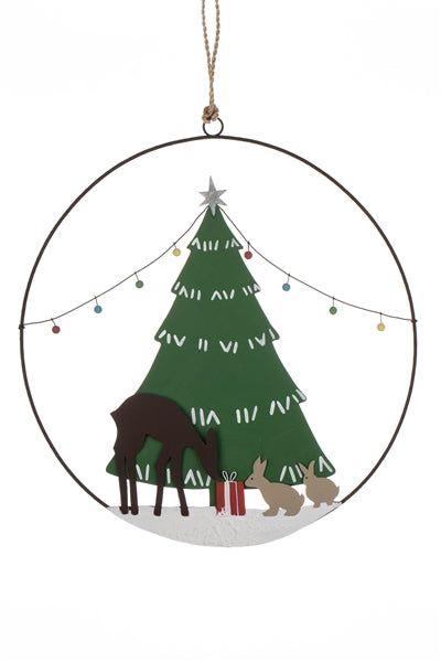 Shoeless Joe Christmas Tree With Deer And Rabbits Wreath
