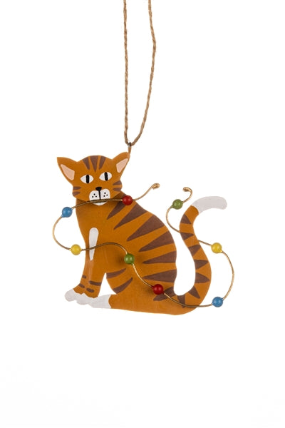 Shoeless Joe Playful Ginger Cat Hanging Decoration