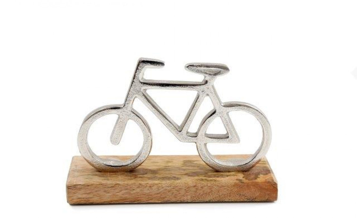 Sifcon Silver Bicycle On Wooden Base Ornament