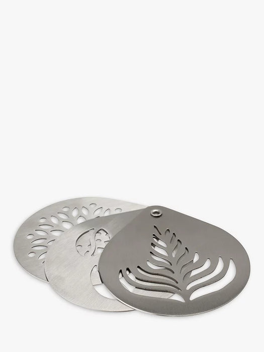Siip Infuso Stainless Steel Coffee Pattern Stencils Set of 3