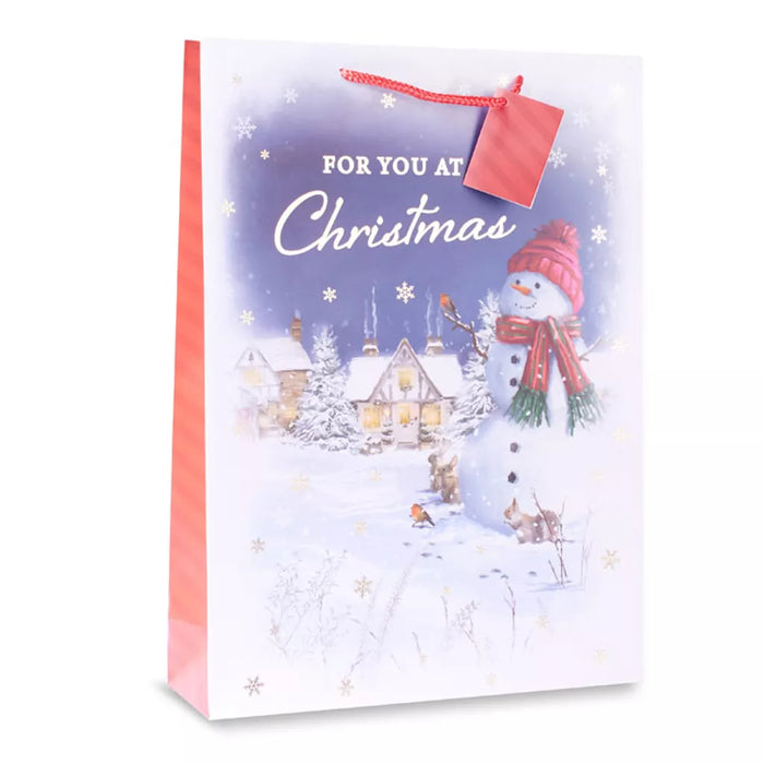 Snowman Scene Christmas Large Gift Bag