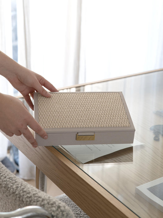 Stackers Taupe Raffia Classic Jewellery Box Lid