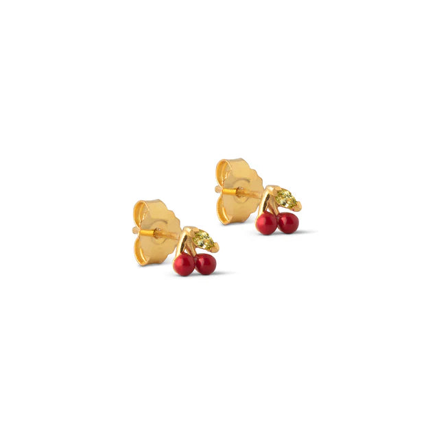 Enamel Copenhagen Stud Earrings Cherry