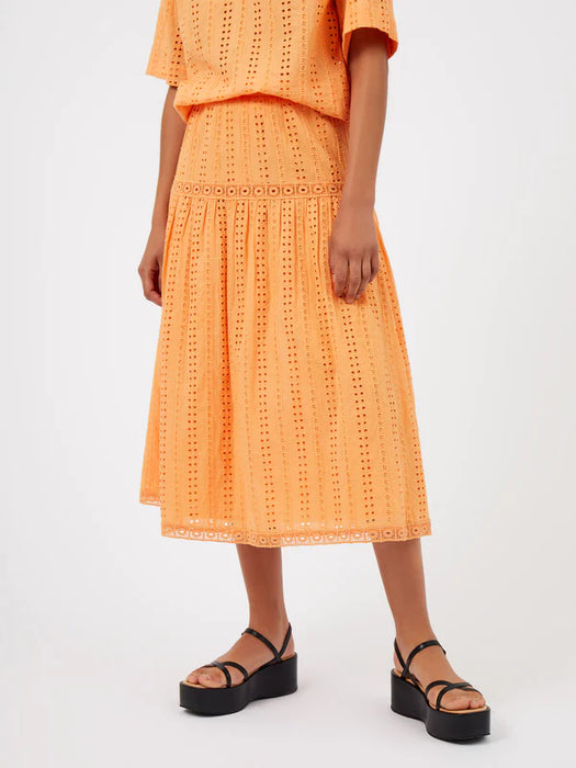 Great Plains Womens Summer Embroidery Midi Skirt Papaya