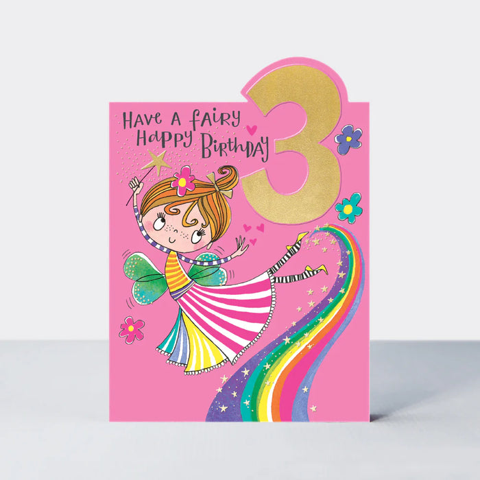 Rachel Ellen Birthday Card - Tiptoes - Age 3 - Fairy