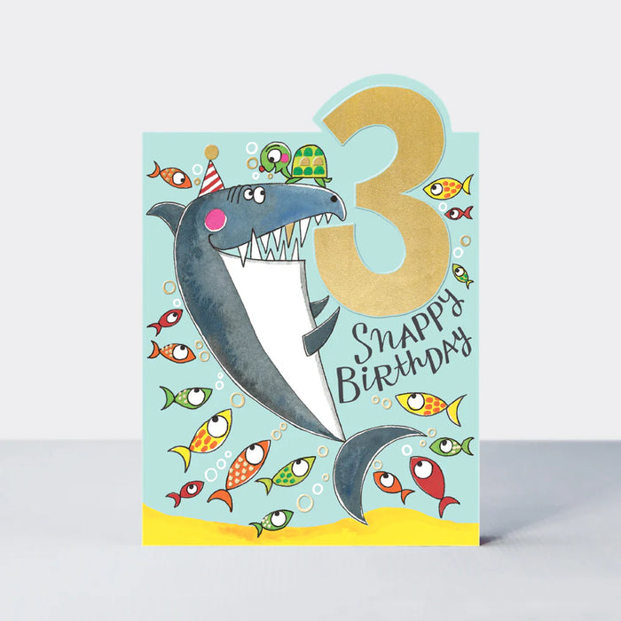 Rachel Ellen Birthday Card - Tiptoes - Age 3 - Shark