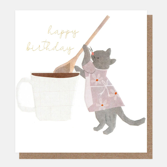 Caroline Gardner Cat Stirring A Mug Birthday Card