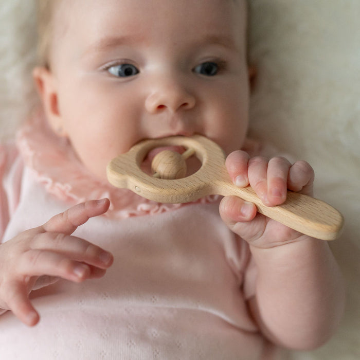 Ziggle Wooden teether And Rattle – Blush