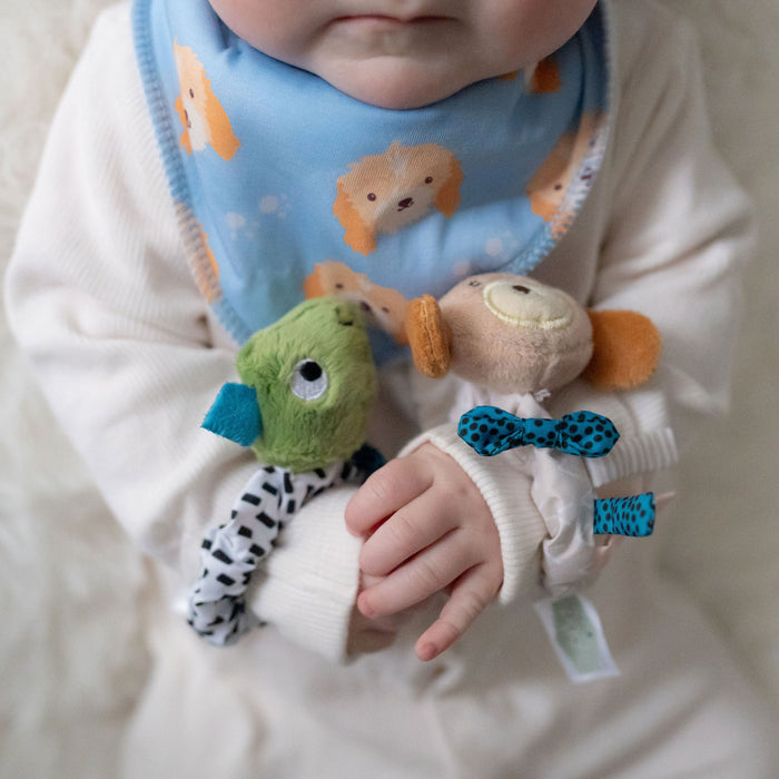 Ziggle Plush Dino and Cockapoo Wrist Rattles