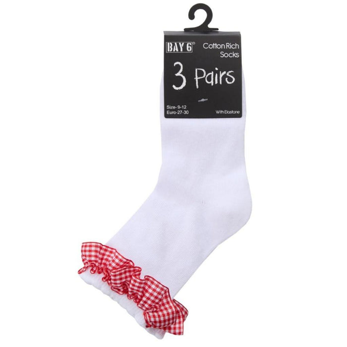 Elizabeth Anne Red Frill Triple Pack Of Red Frill Socks