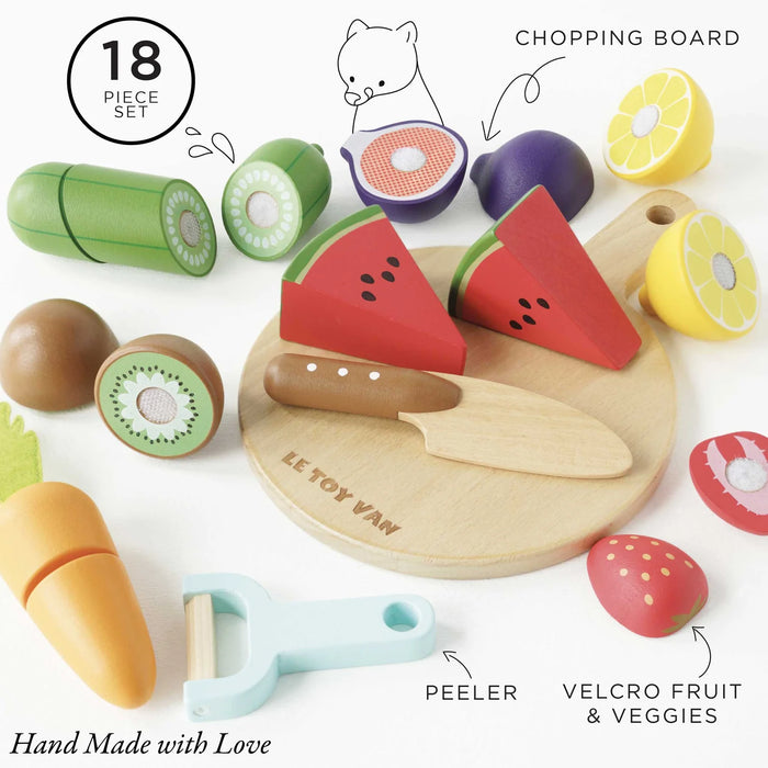 Le Toy Van Wooden Chopping Board & Sliceable Play Food