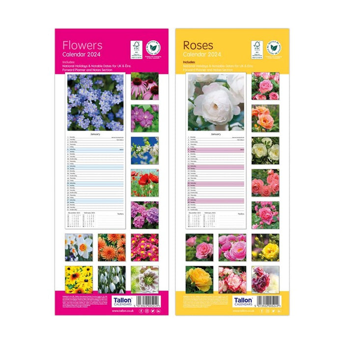 Tallon 2026 Calendar Super Slim Flowers & Roses