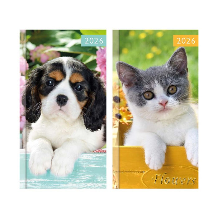 Tallon 2026 Diary Slim Week To View Photo Kitten & Puppy