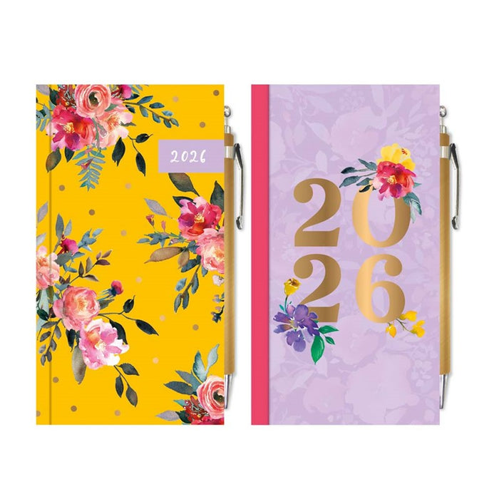 Tallon 2026 Diary Slim Week To View with Pen Floral