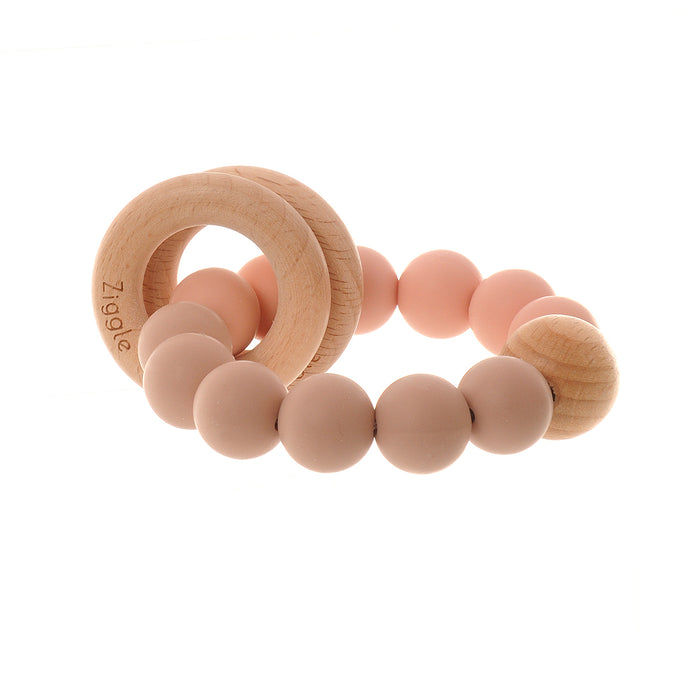 Ziggle Wooden teether And Rattle – Blush