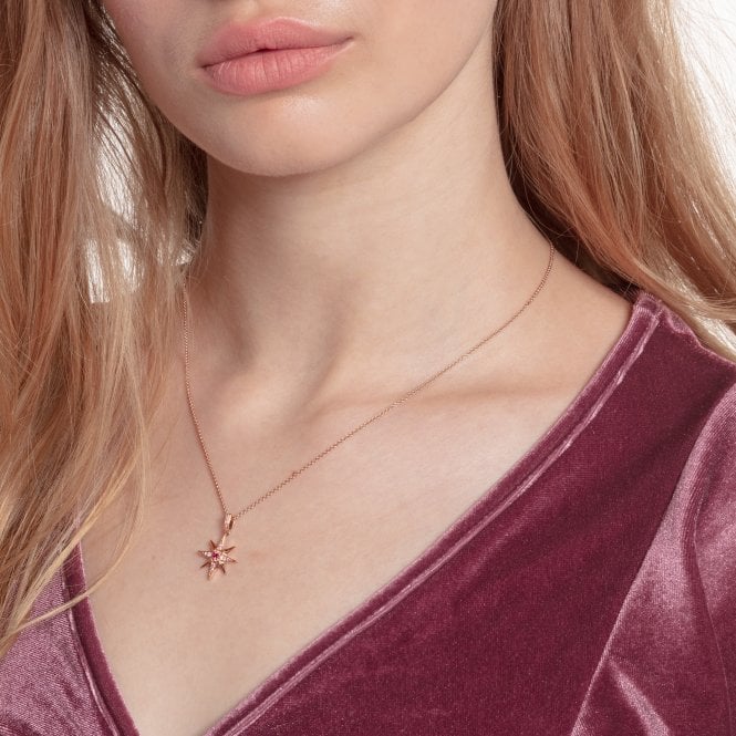 Thomas Sabo Magic Star With Pink Cubic Zirconia Rose Gold Necklace