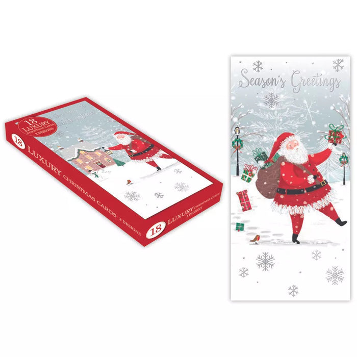 Tiger Feet 18 Slim Luxury Christmas Boxed Cards - Snowy Santa