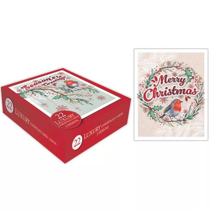 Tiger Feet 22 Luxury Christmas Boxed Cards - Christmas Robin